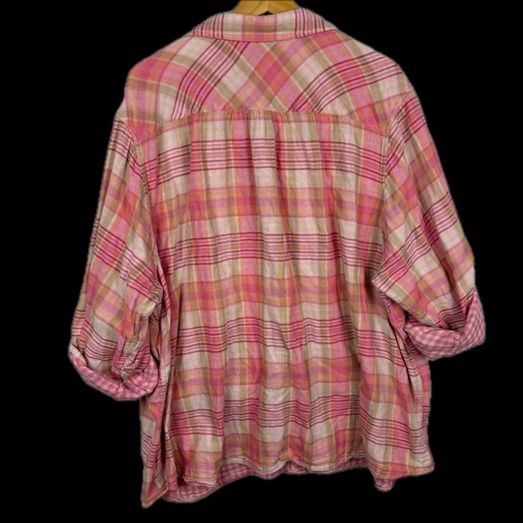 Land's End Women Long Sleeve Button Up Shirt Sz 3X Flip Cuff Roll Tab Breathable - Picture 4 of 11